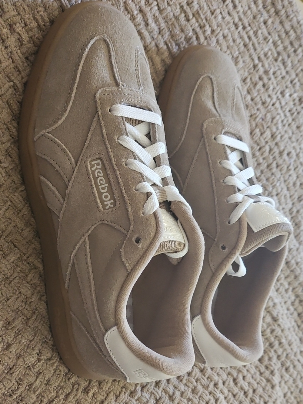 Reebok Women's Suede Sneakers in Taupe with White Accents